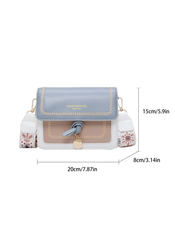 👜 Bolso Bandolera Brianna con Solapa en Bloques de Color 👜