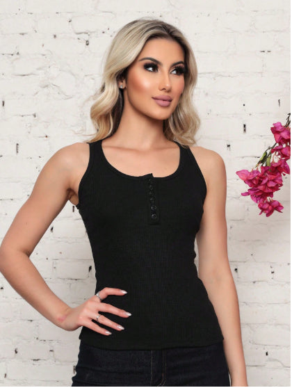 👗 Blusa en Poliéster Negro Stretch – Silueta Ajustada 👗