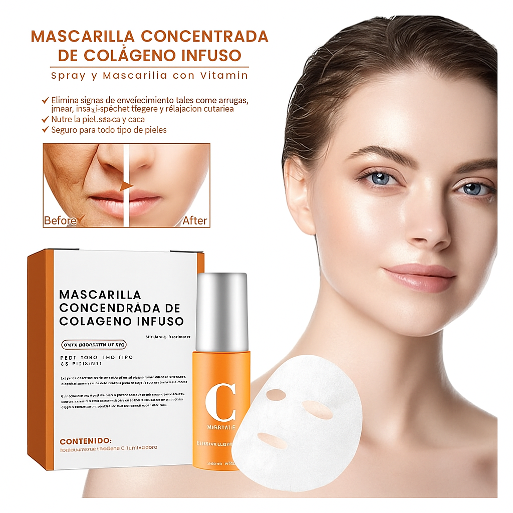 Kit 2 en 1: Mascarilla + Spray de Vitamina C y Colágeno
