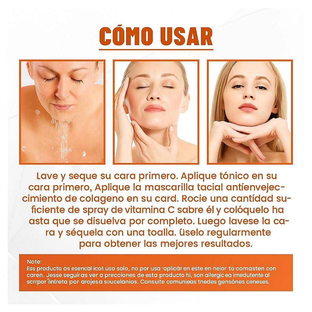 Kit 2 en 1: Mascarilla + Spray de Vitamina C y Colágeno
