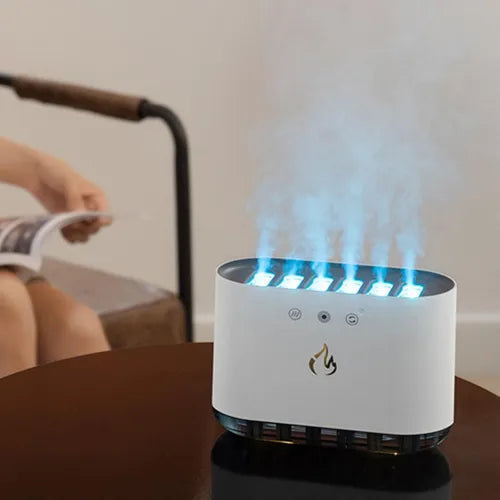 Humidificador de Aire Ultrasónico con Efecto Llama y Luz LED RGB